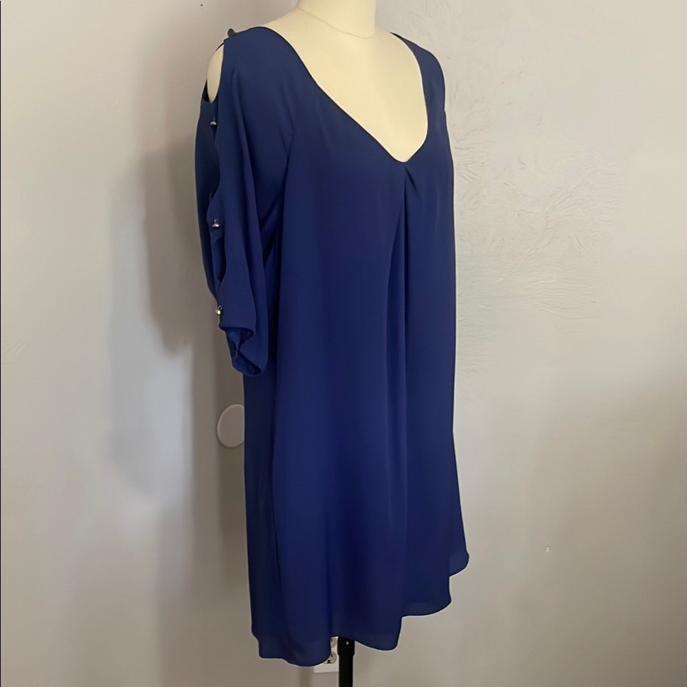 BGBGeneration Elegant Blue Cold Shoulder Dress size L